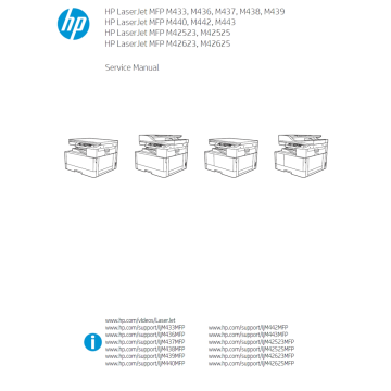 HP LaserJet MFP M433 M436 M437 M438 M439 M440 M442 M443 M42523 M42525 M42623 M42625 Service Manual