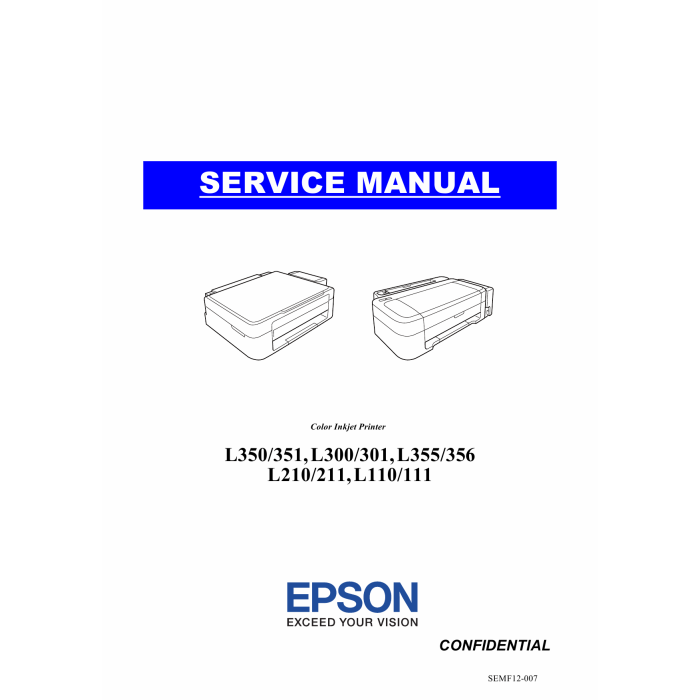 Epson L L110 111 210 211 300 301 350 351 L355 356 Service Manual