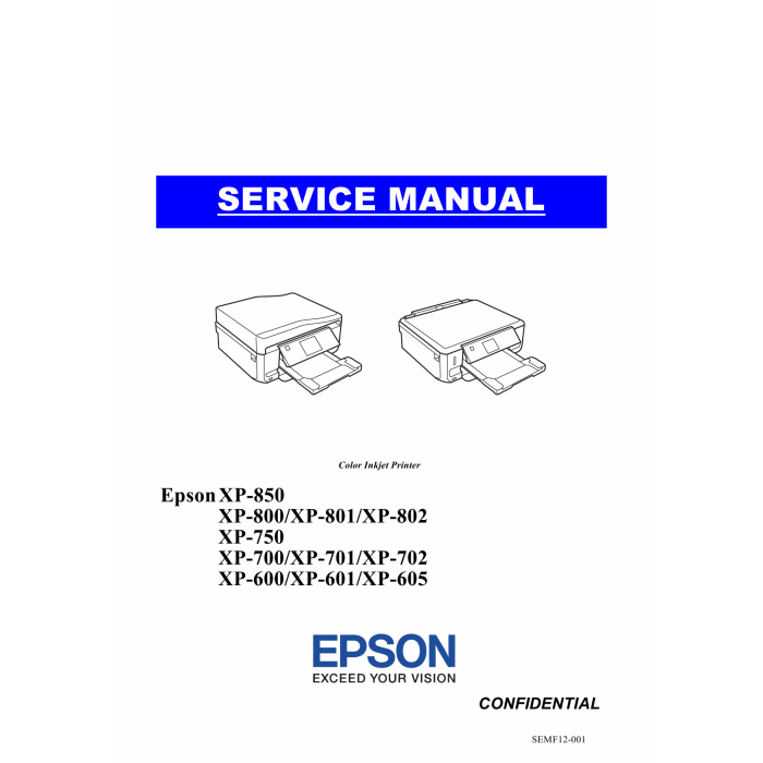 Epson XP XP600 601 605 700 701 702 750 800 801 802 850 Service Manual