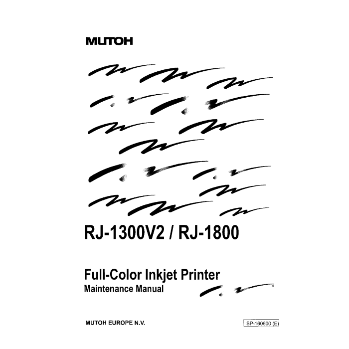 MUTOH RJ 1300V2 1800 MAINTENANCE Service and Parts Manual