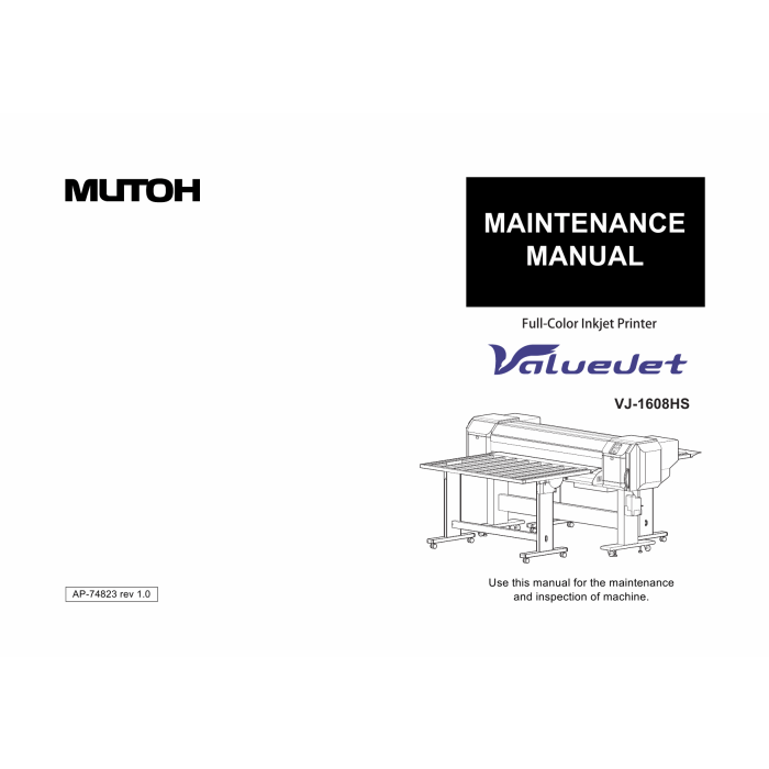 MUTOH ValueJet VJ 1608HS MAINTENANCE Service Manual