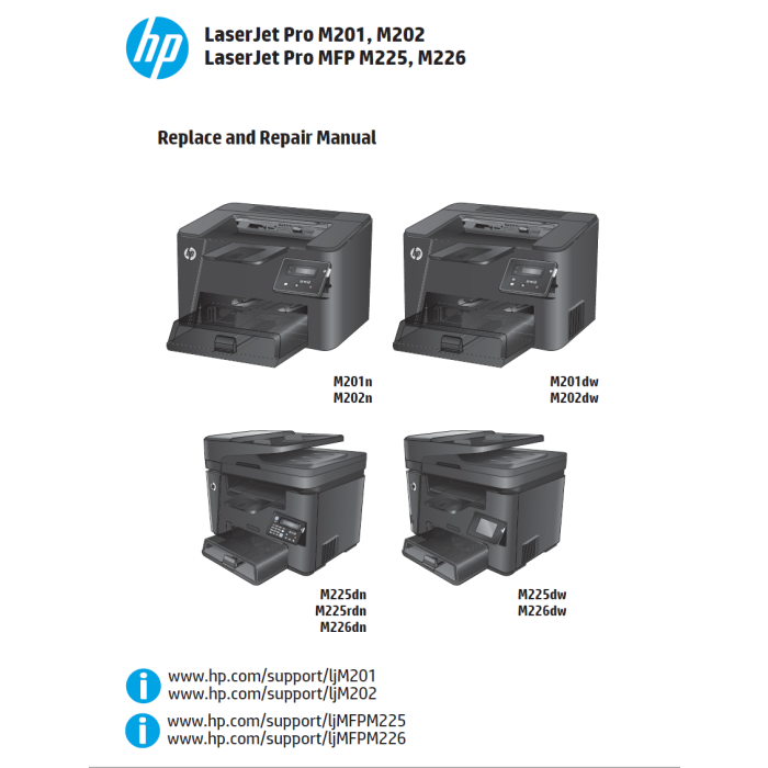 HP LaserJet Pro M201 M202 MFP M225 M226 Replace Repair Service Manual