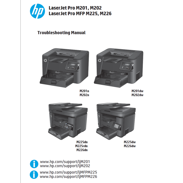 HP LaserJet Pro M201 M202 MFP M225 M226 Troubleshooting Manual