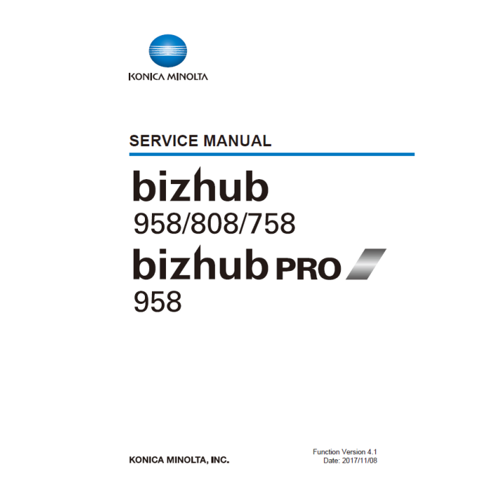 Konica-Minolta bizhub 758 808 958 Service Manual