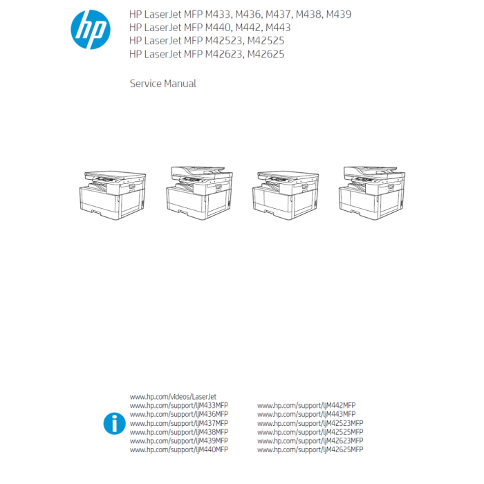 HP LaserJet MFP M433 M436 M437 M438 M439 M440 M442 M443 M42523 M42525 M42623 M42625 Service Manual
