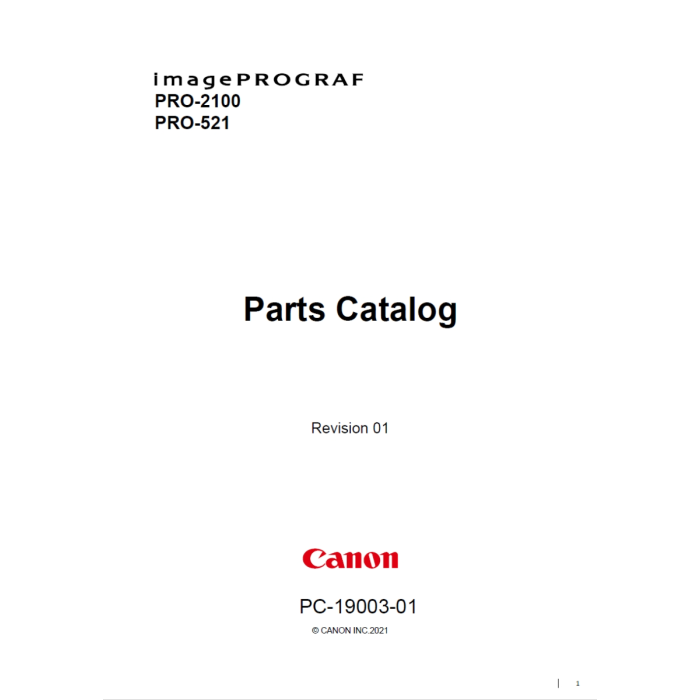CANON imagePROGRAF PRO-2100 PRO-521 Parts Manual