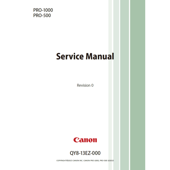 CANON imagePROGRAF PRO-500 PRO-1000 Service and Parts Manual 