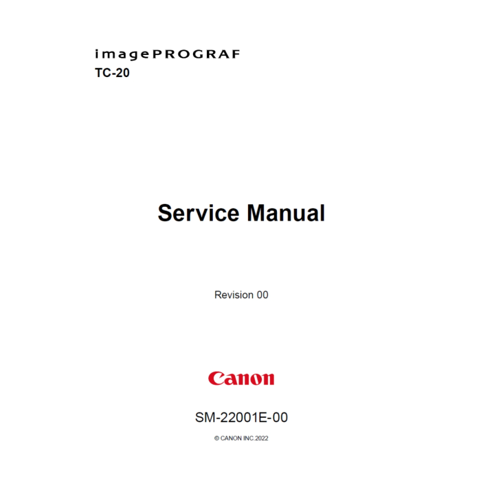 Canon ImagePROGRAF TC-20 TC-20M TC-5200 TC-5200M Parts Manual
