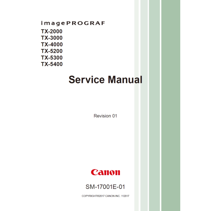 CANON imagePROGRAF TX-2000 3000 4000 TX-5200 5300 5400 Service Manual 