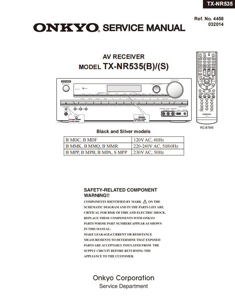 Audio receiver service manuals